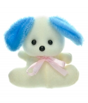 Изображение товара Мягкая игрушка для букетов Мини Собачка белая с голубыми ушками 10см